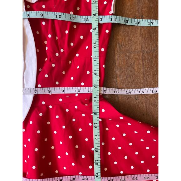 Stop Staring! Red & White Polka Dot Retro Style Dress Size Small - Picture 8 of 11